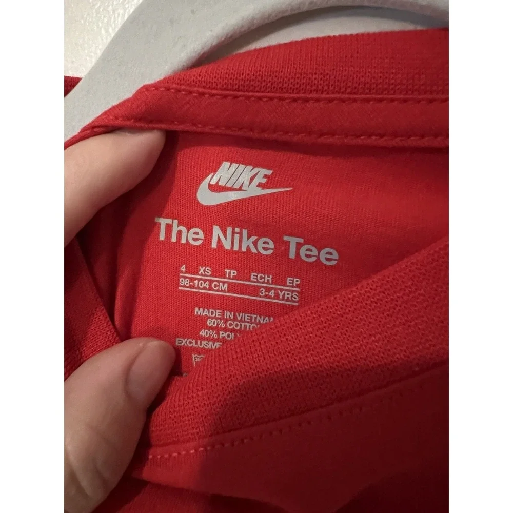 NWT Nike Boy's Size 4‎ Cotton T-Shirt Red With White Logo